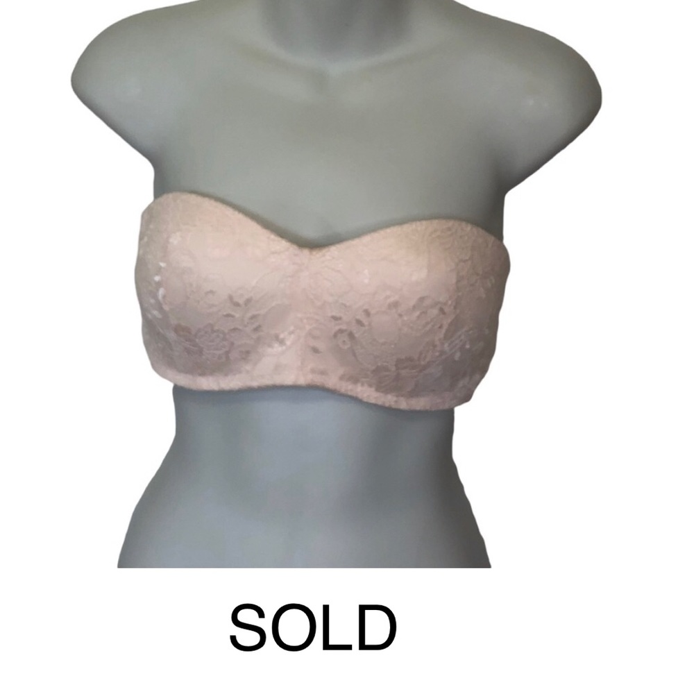 Jessica Simpson Padded Strapless Bra in Pink Lacy Wireless No Wire Bra size 36C - Picture 1 of 6